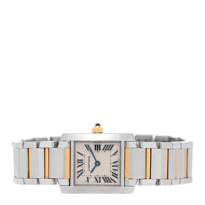 Cartier Stainless Steel 18K Yellow Gold 20mm Tank Francaise Quartz Watch