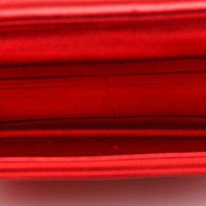 Chanel Metallic Patent Calfskin Quilted Boy Wallet On Chain Red 1985854