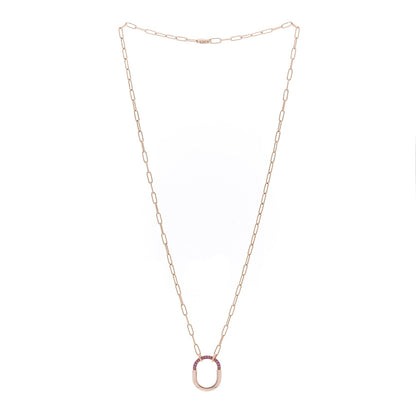 Tiffany 18K Rose Gold Pink Sapphire Small Lock Pendant Necklace