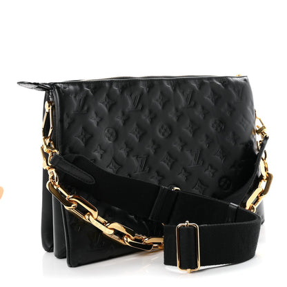 Louis Vuitton Lambskin Embossed Monogram Coussin MM Bag Black 1977732