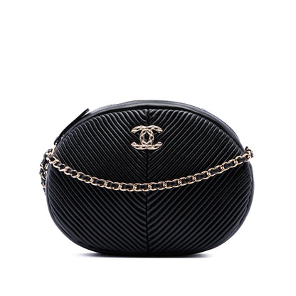 Pleated Camera Case Chevron Lambskin Small