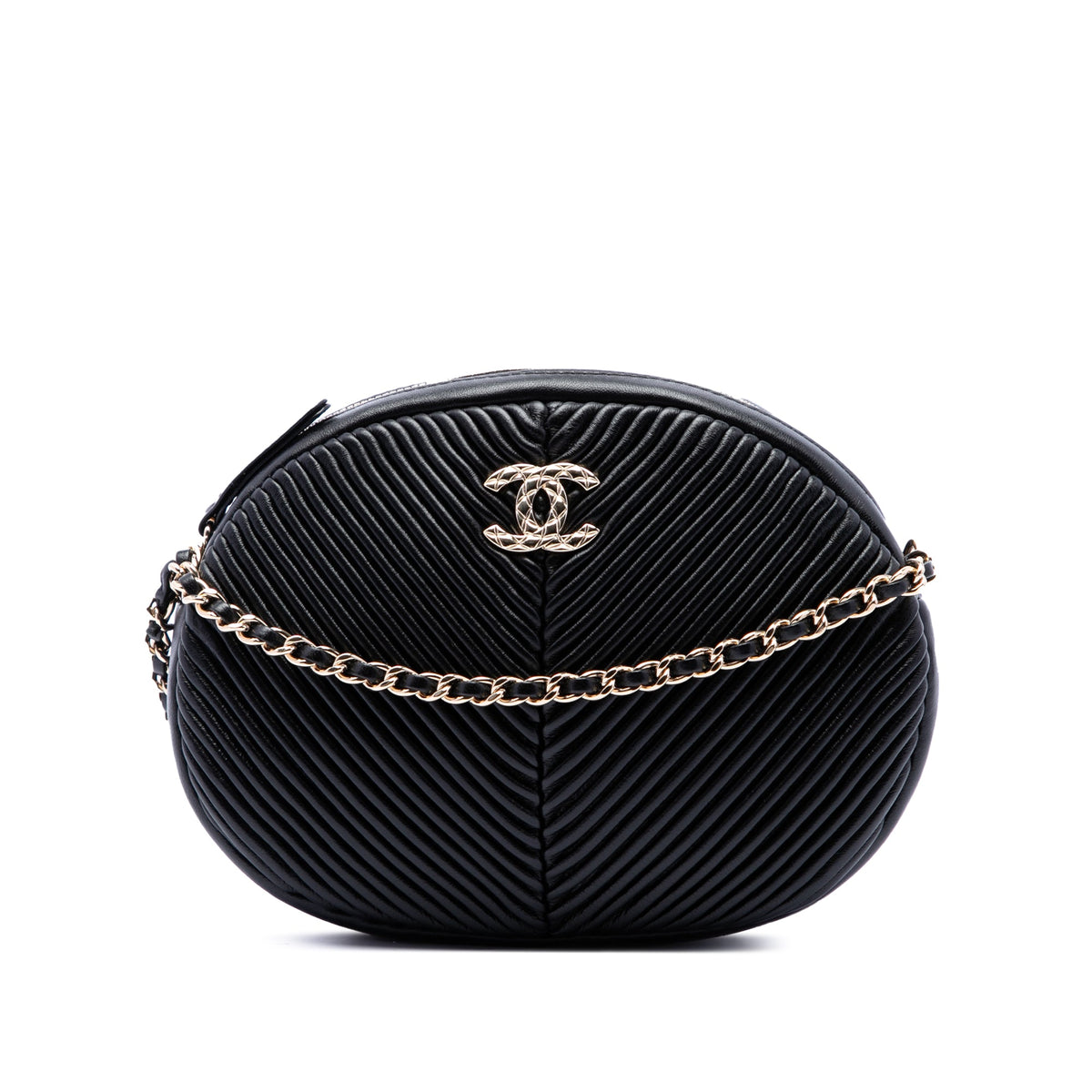 Pleated Camera Case Chevron Lambskin Small