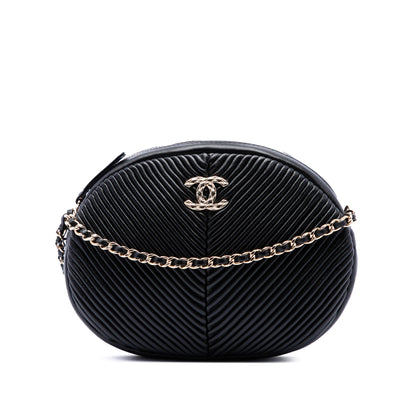Pleated Camera Case Chevron Lambskin Small