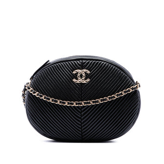 Pleated Camera Case Chevron Lambskin Small