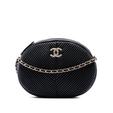 Pleated Camera Case Chevron Lambskin Small