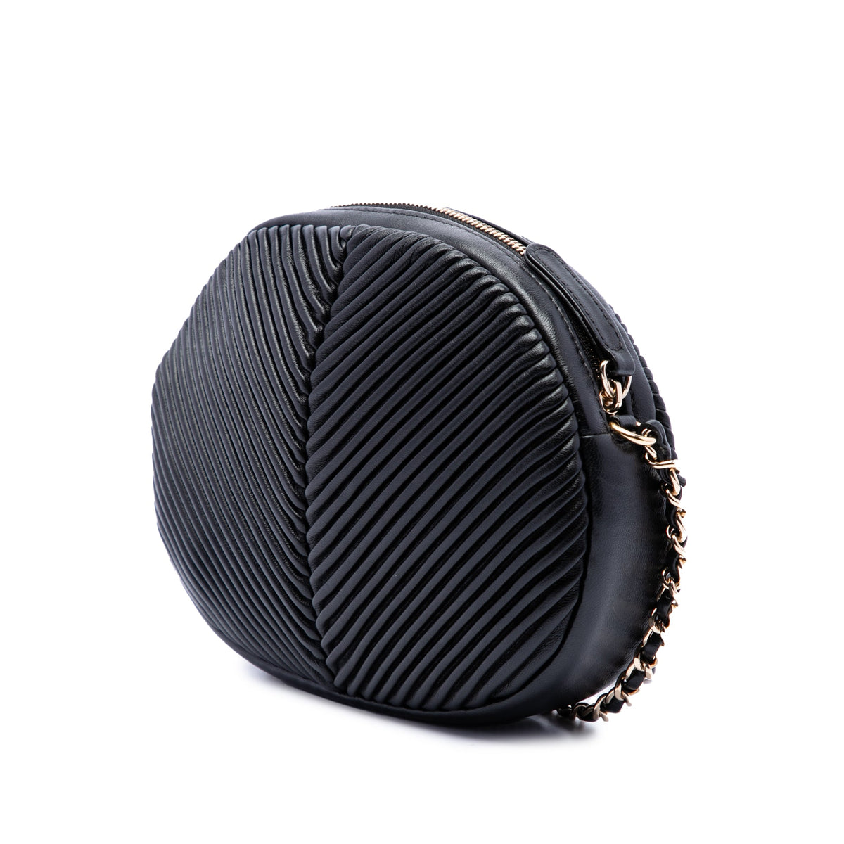 Pleated Camera Case Chevron Lambskin Small