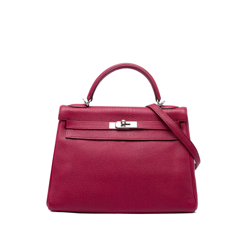 Kelly Handbag Red Togo with Palladium Hardware 32