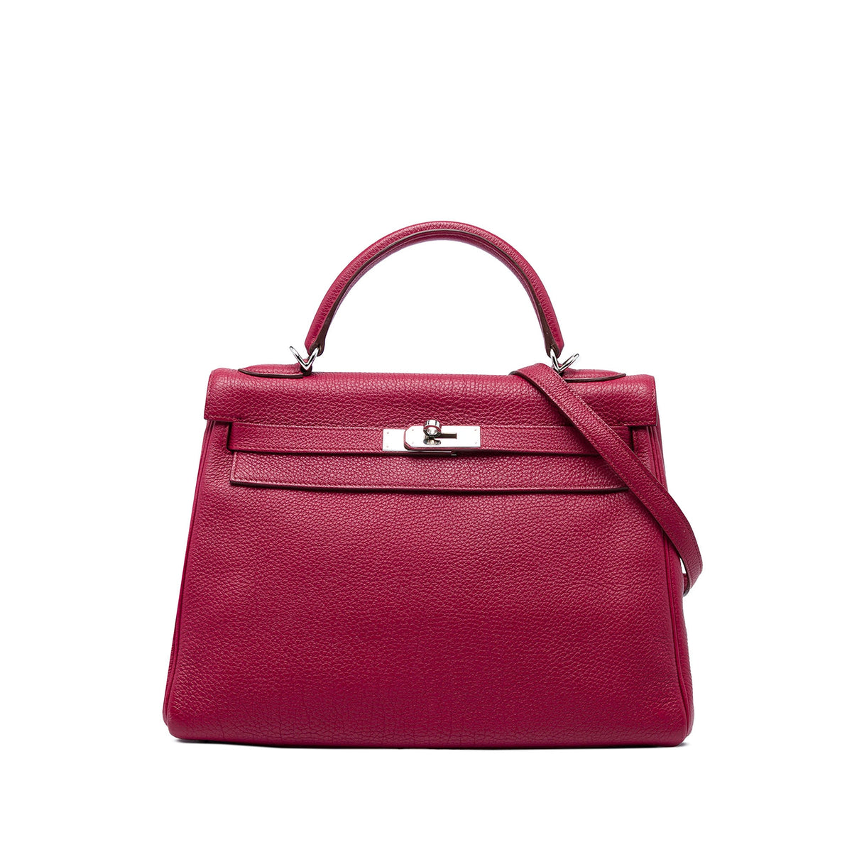 Kelly Handbag Red Togo with Palladium Hardware 32
