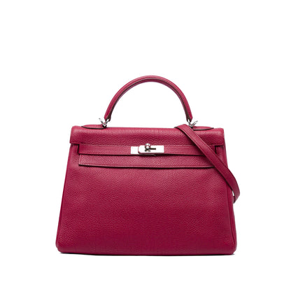 Kelly Handbag Red Togo with Palladium Hardware 32