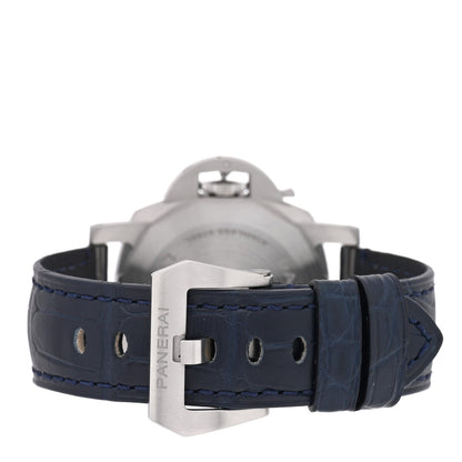 Panerai Stainless Steel Alligator 40mm Luminor Quaranta Watch Blue PAM01370