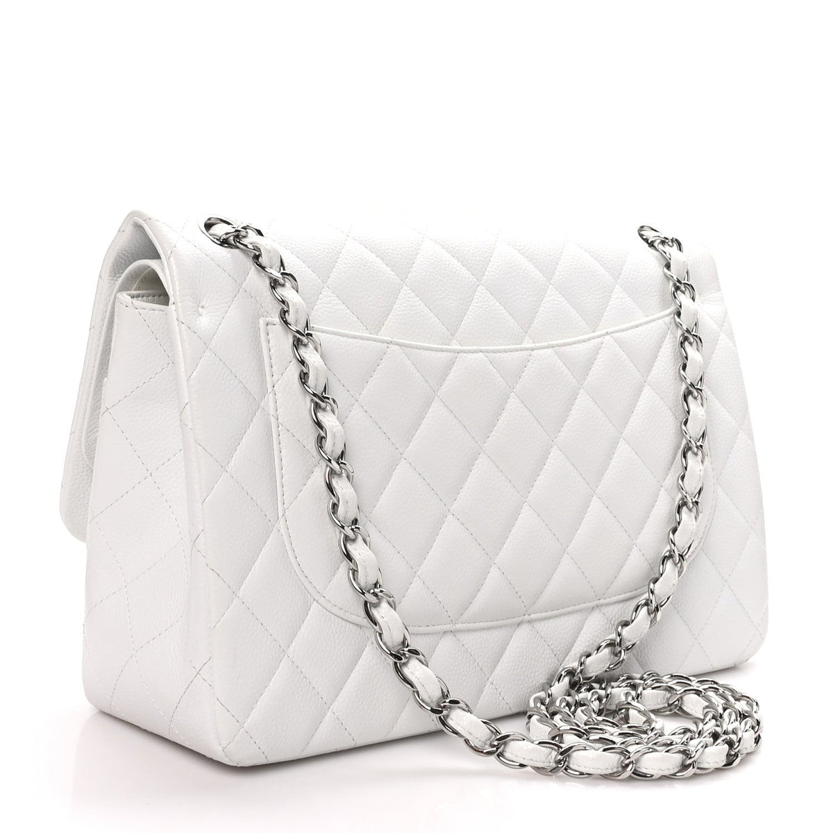Chanel Caviar Quilted Jumbo Double Flap White