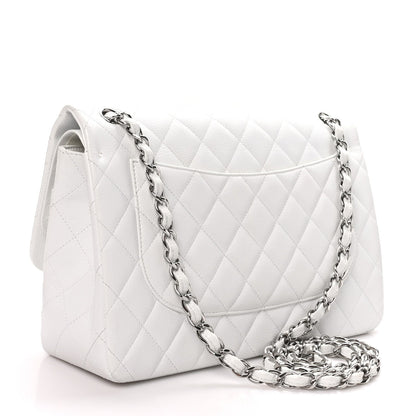 Chanel Caviar Quilted Jumbo Double Flap White