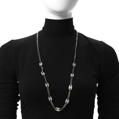 Chanel Crystal Chain CC Link Necklace Gold Silver