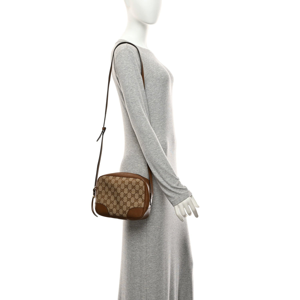 Gucci Monogram Mini Bree Messenger Bag Beige Tabacco