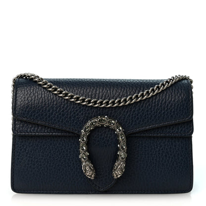 Gucci Dollar Calfskin Crystal Super Mini Dionysus Shoulder Bag Blue Agata