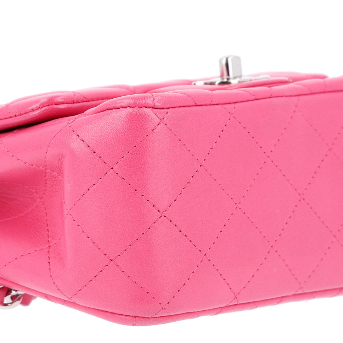Chanel Lambskin Quilted Mini Square Flap Dark Pink