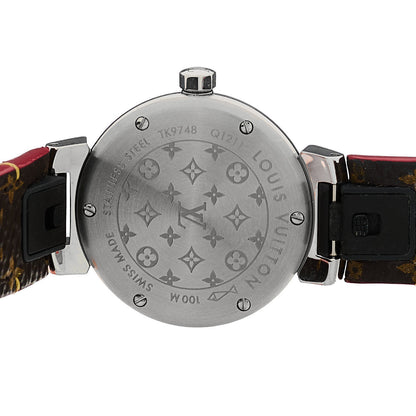 Louis Vuitton Stainless Steel Monogram 28mm Tambour Quartz Watch Brown