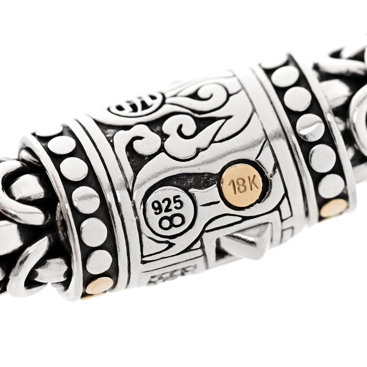 John Hardy Sterling Silver 18K Yellow Gold Diamond 11mm Naga Bracelet