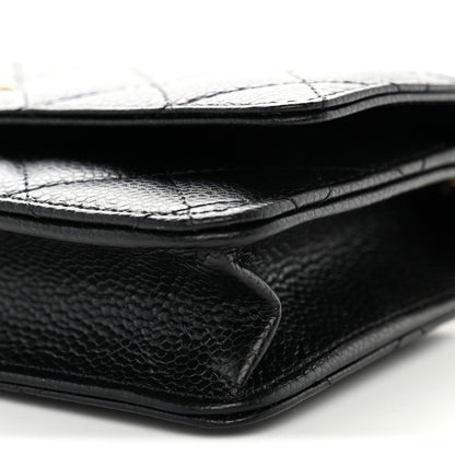 Chanel Caviar Quilted CC Turnlock Wallet On Chain WOC Black