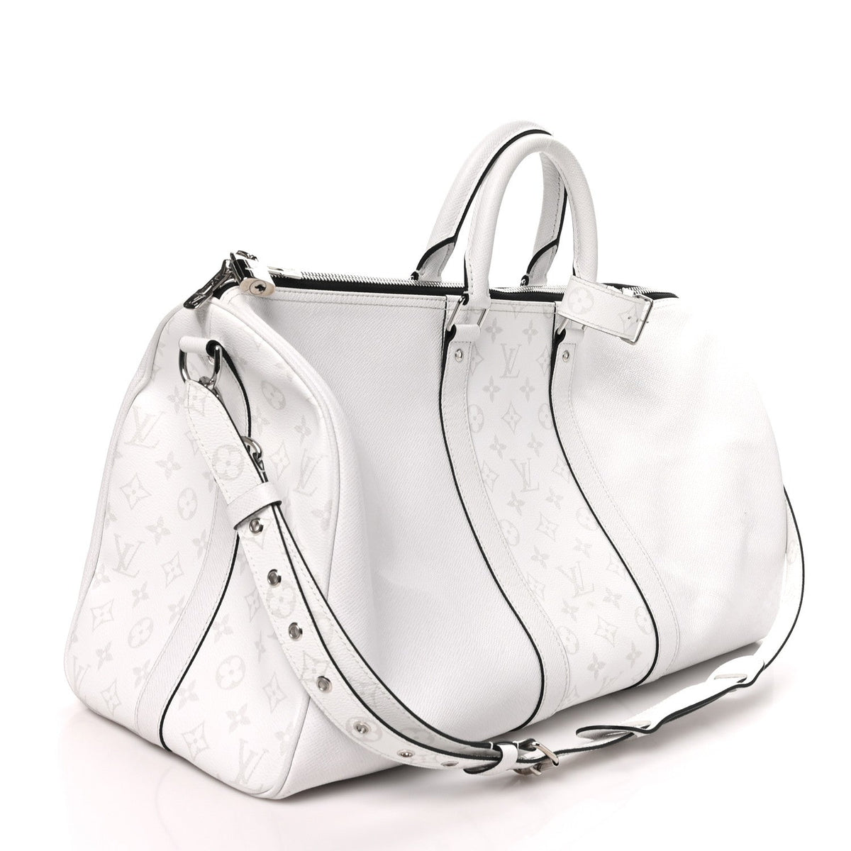 Louis Vuitton Monogram Taiga Keepall Bandouliere 45 Duffel White