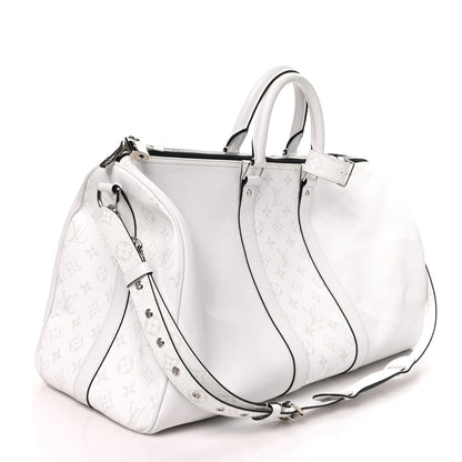 Louis Vuitton Monogram Taiga Keepall Bandouliere 45 Duffel White