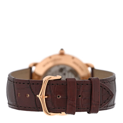 Cartier 18K Pink Gold Alligator 40mm Ronde Louis Automatic Watch Brown
