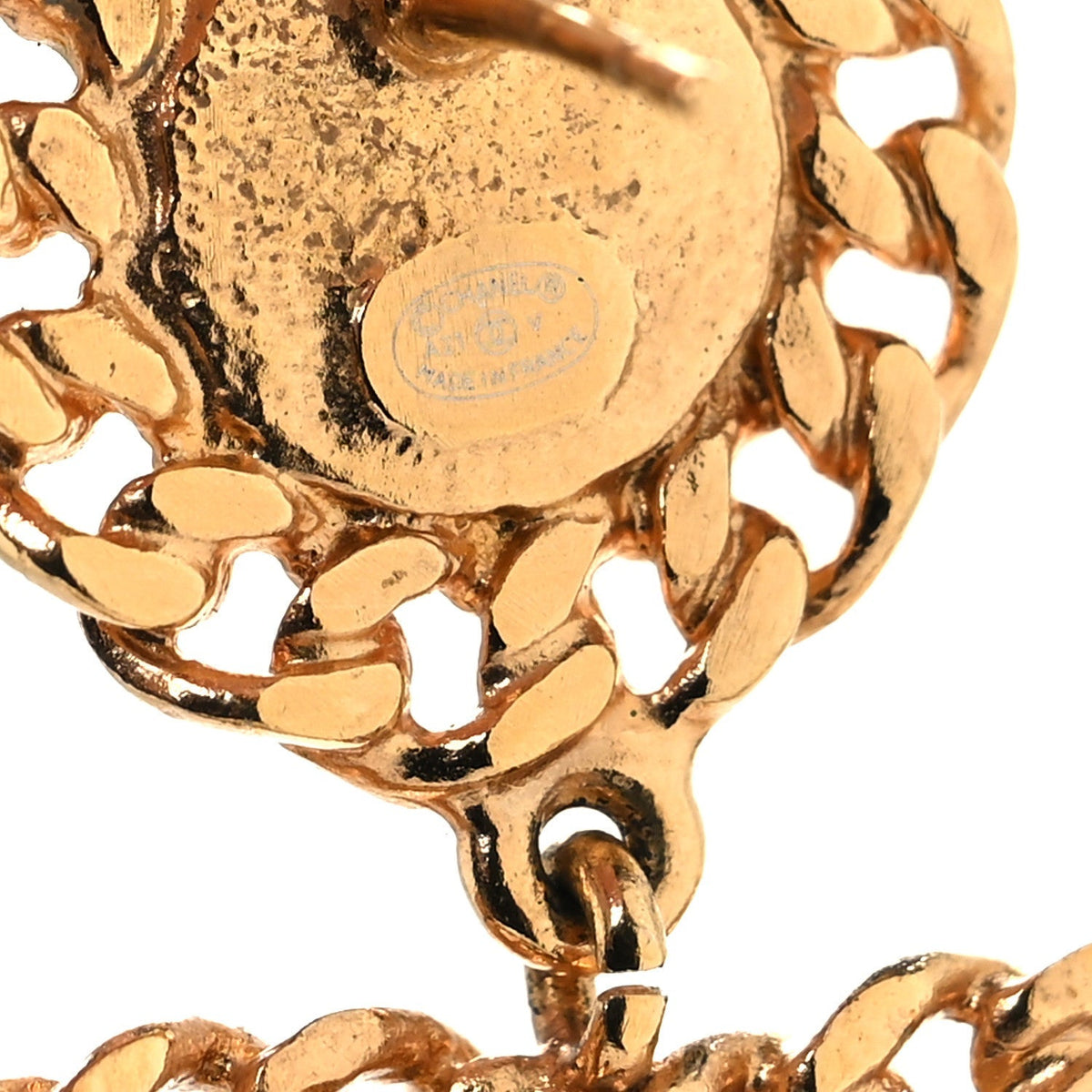 Chanel Metal Pearl CC Chain Drop Earrings Gold