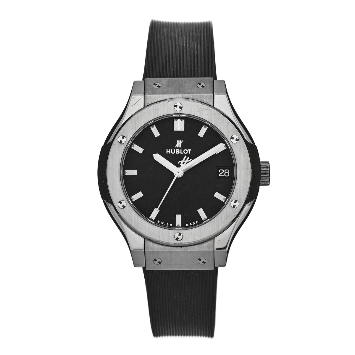 Hublot Titanium Rubber 33mm Classic Fusion Quartz Watch Black 581.NX.1171.RX