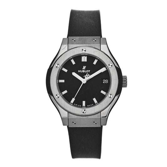 Hublot Titanium Rubber 33mm Classic Fusion Quartz Watch Black 581.NX.1171.RX