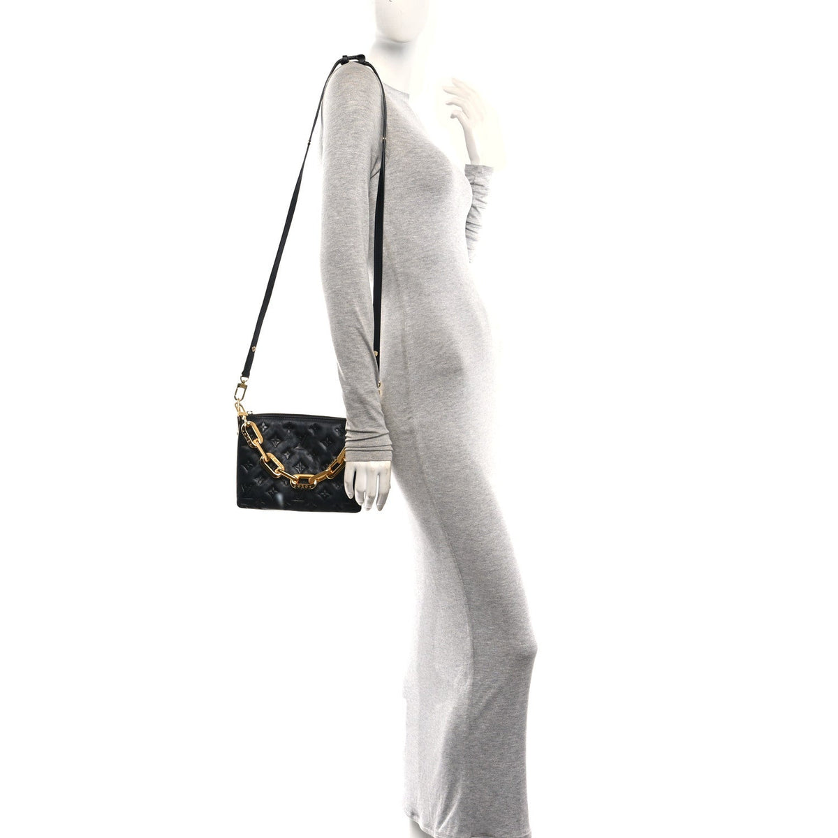 Louis Vuitton Lambskin Embossed Monogram Coussin BB Black 1957609