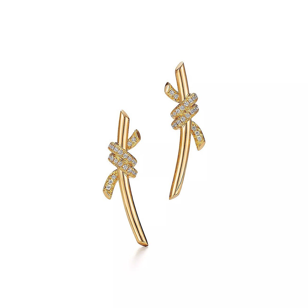 18K Gold Diamond Tiffany Knot Earrings