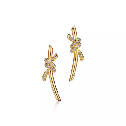 18K Gold Diamond Tiffany Knot Earrings