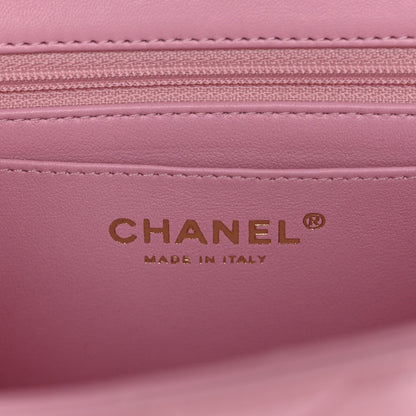 Chanel Lambskin Quilted Mini Top Handle Rectangular Flap Pink 1828381