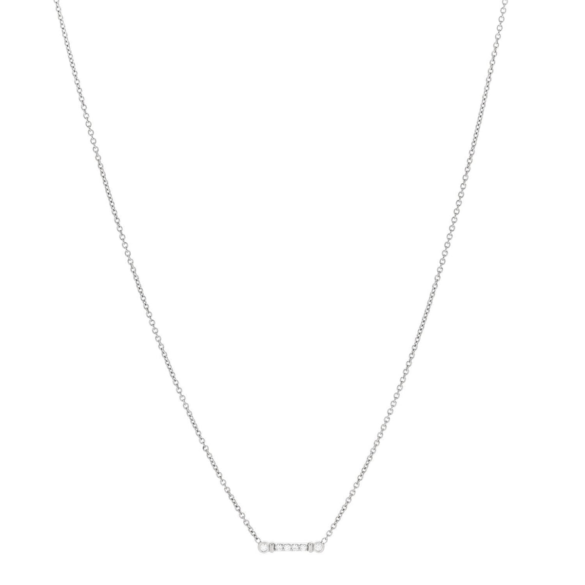 Tiffany Platinum Diamond Fleur de Lis Key Bar Pendant Necklace