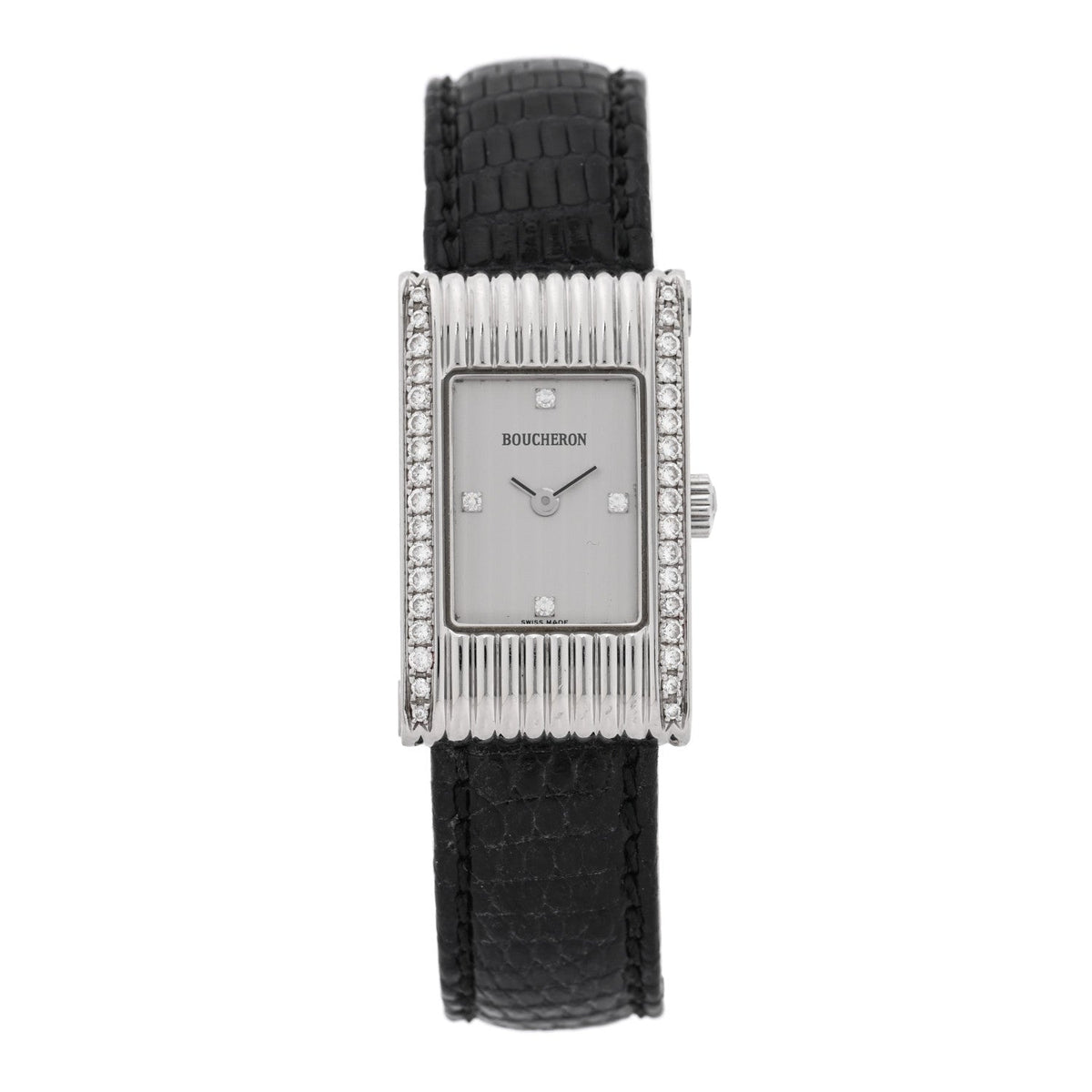 Boucheron Stainless Steel Alligator Diamond 18mm Reflet Quartz Watch