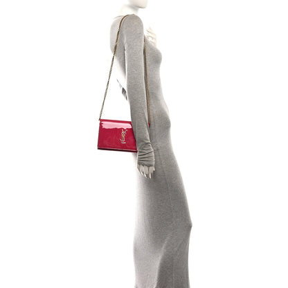 Saint Laurent Patent Calfskin Monogram Kate Wallet On Chain Fresh Fuxia