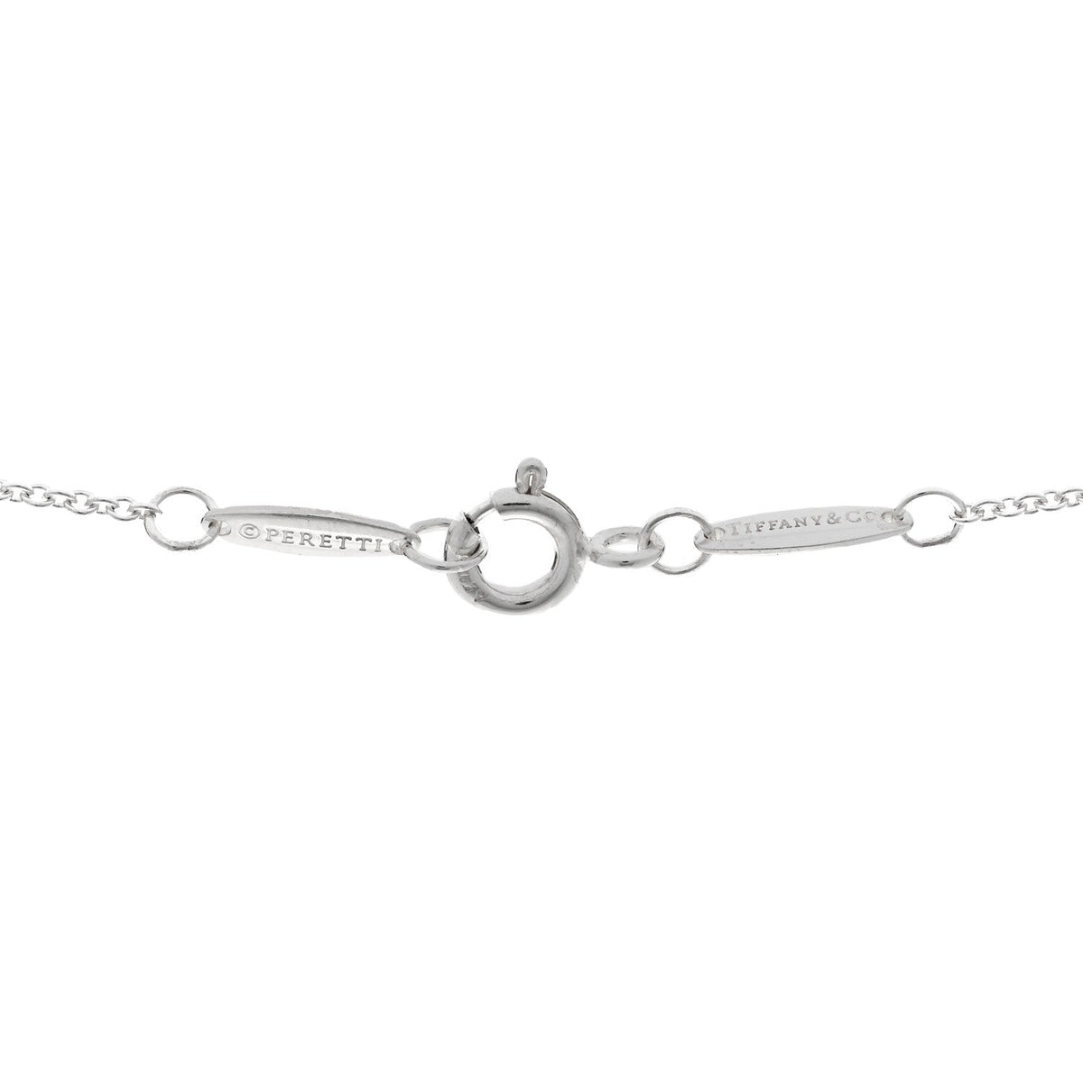 Tiffany Sterling Silver Black Jade Elsa Peretti Open Heart Pendant Necklace