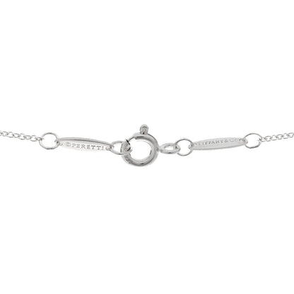 Tiffany Sterling Silver Black Jade Elsa Peretti Open Heart Pendant Necklace
