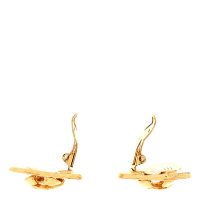 Chanel Metal CC Heart Clip On Earrings Gold
