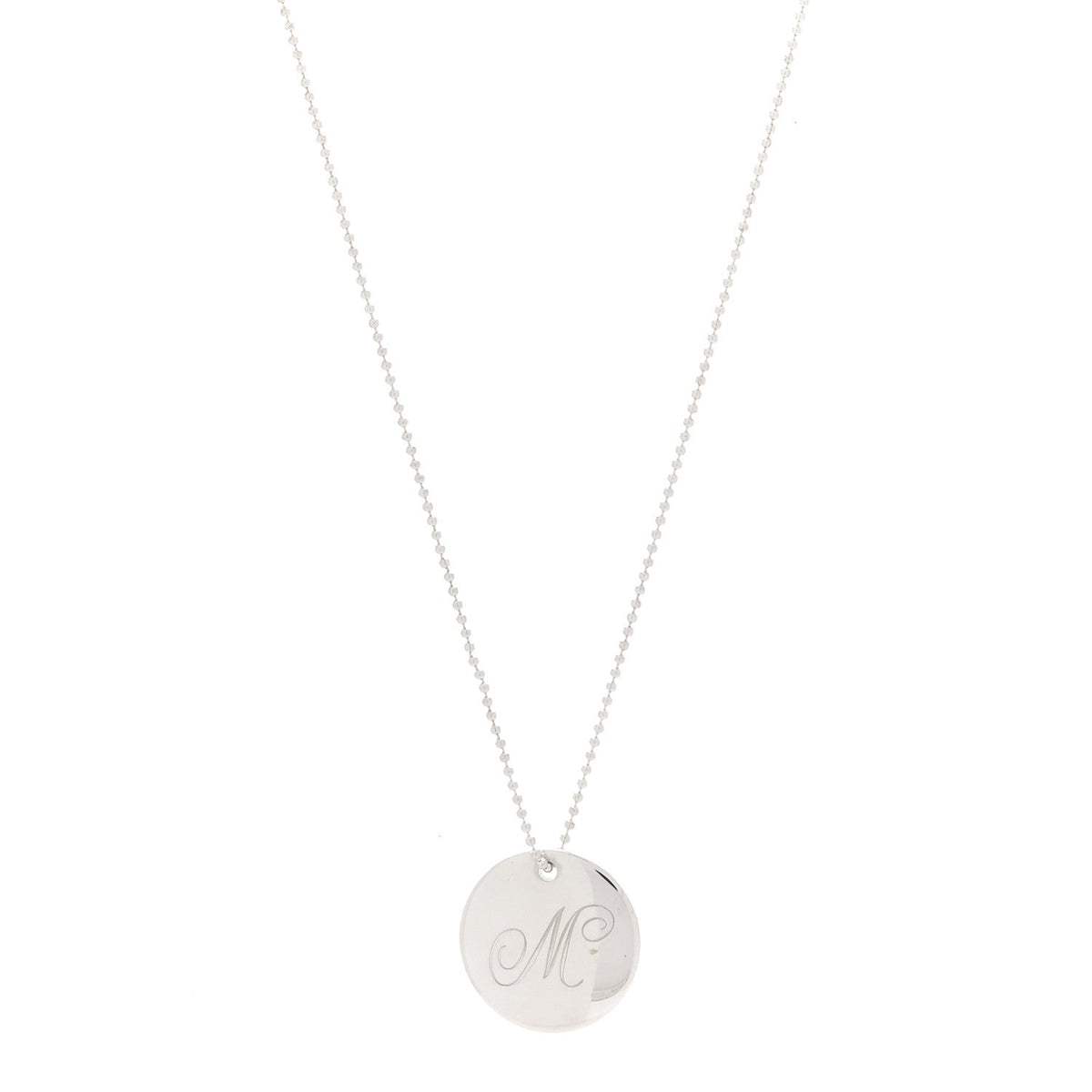 Tiffany Sterling Silver Letter M Disc Pendant Necklace