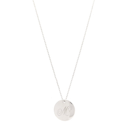 Tiffany Sterling Silver Letter M Disc Pendant Necklace