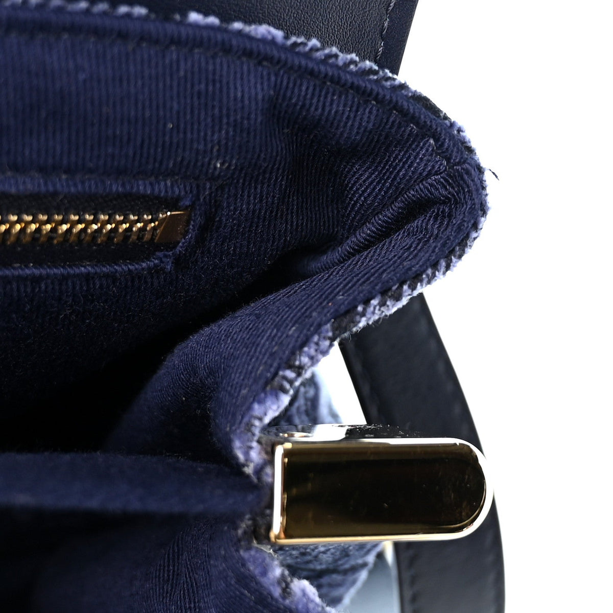 Salvatore Ferragamo Jacquard Small Mia Crossbody Bag Denim Midnight Blue