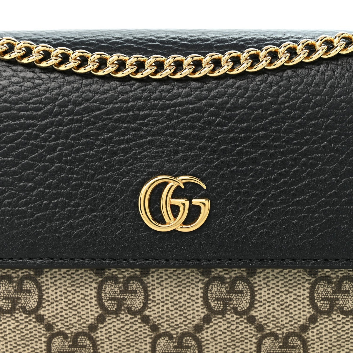 Gucci Dollar Calfskin GG Supreme Monogram Petite GG Marmont Chain Wallet