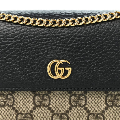 Gucci Dollar Calfskin GG Supreme Monogram Petite GG Marmont Chain Wallet