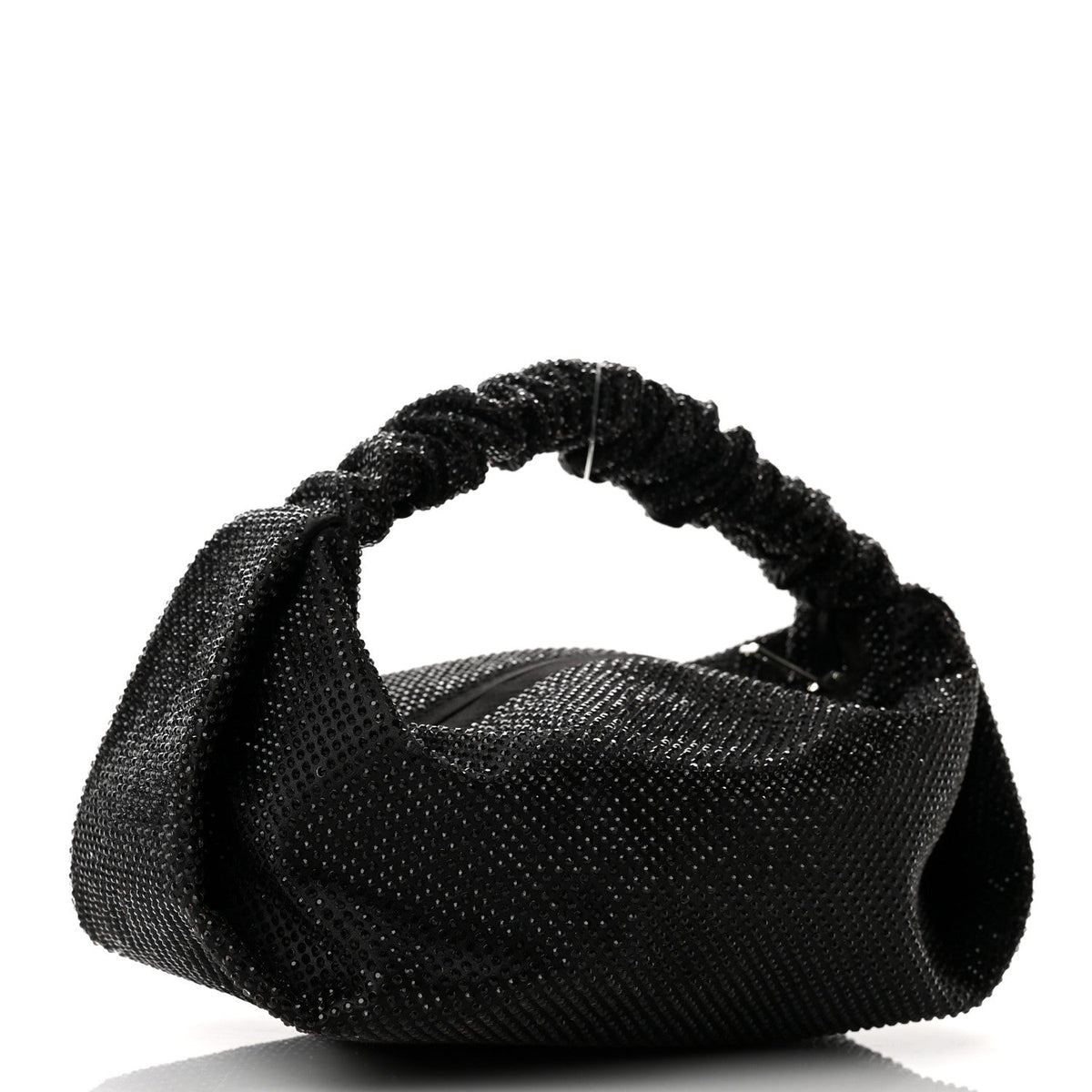 Alexander Wang Satin Crystal Rhinestone Mini Scrunchie Clutch Black