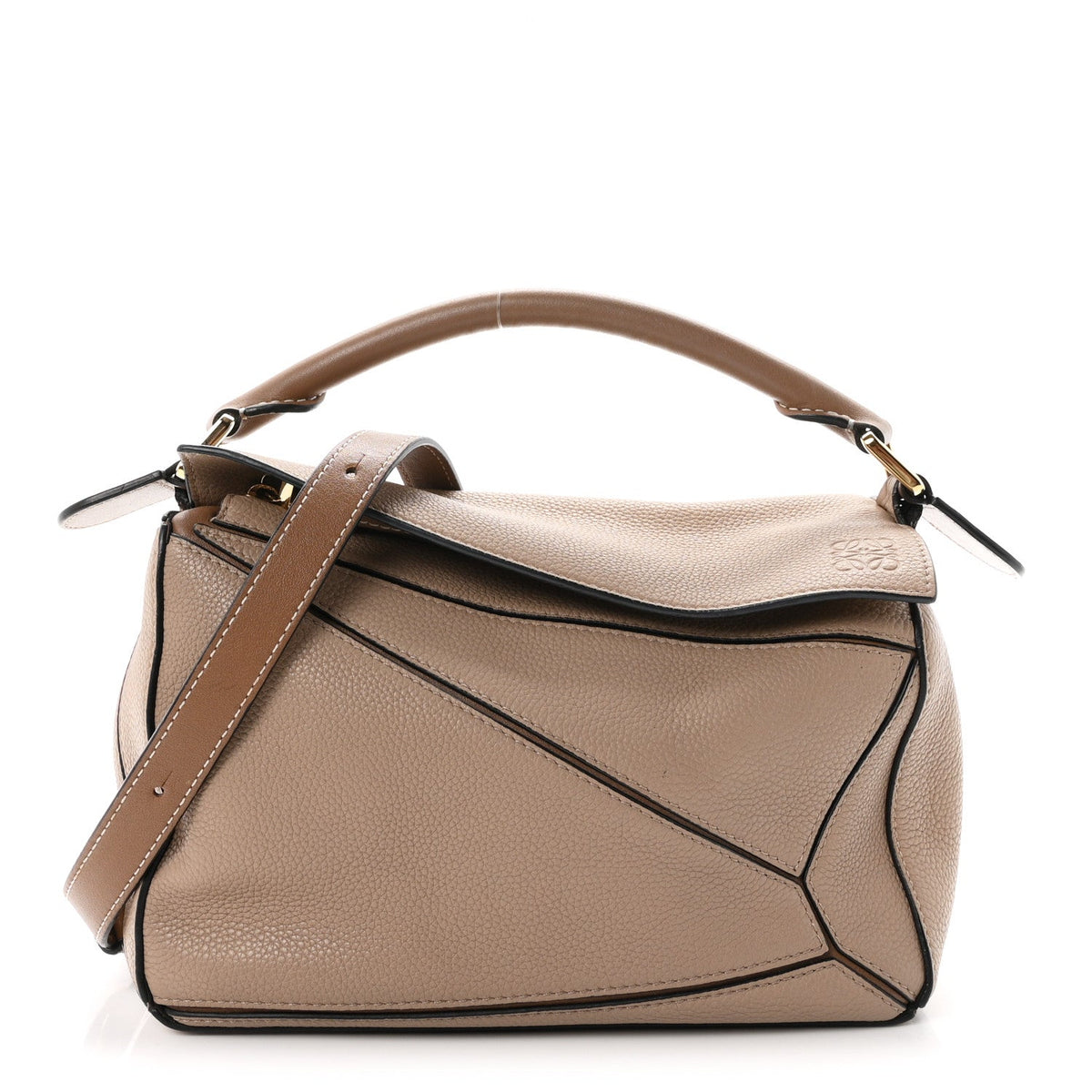 Loewe Grained Calfskin Small Puzzle Bag Sand Mink