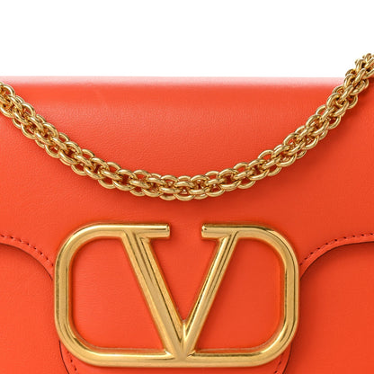 Valentino Garavani Calfskin Vlogo Loco Shoulder Bag Orange