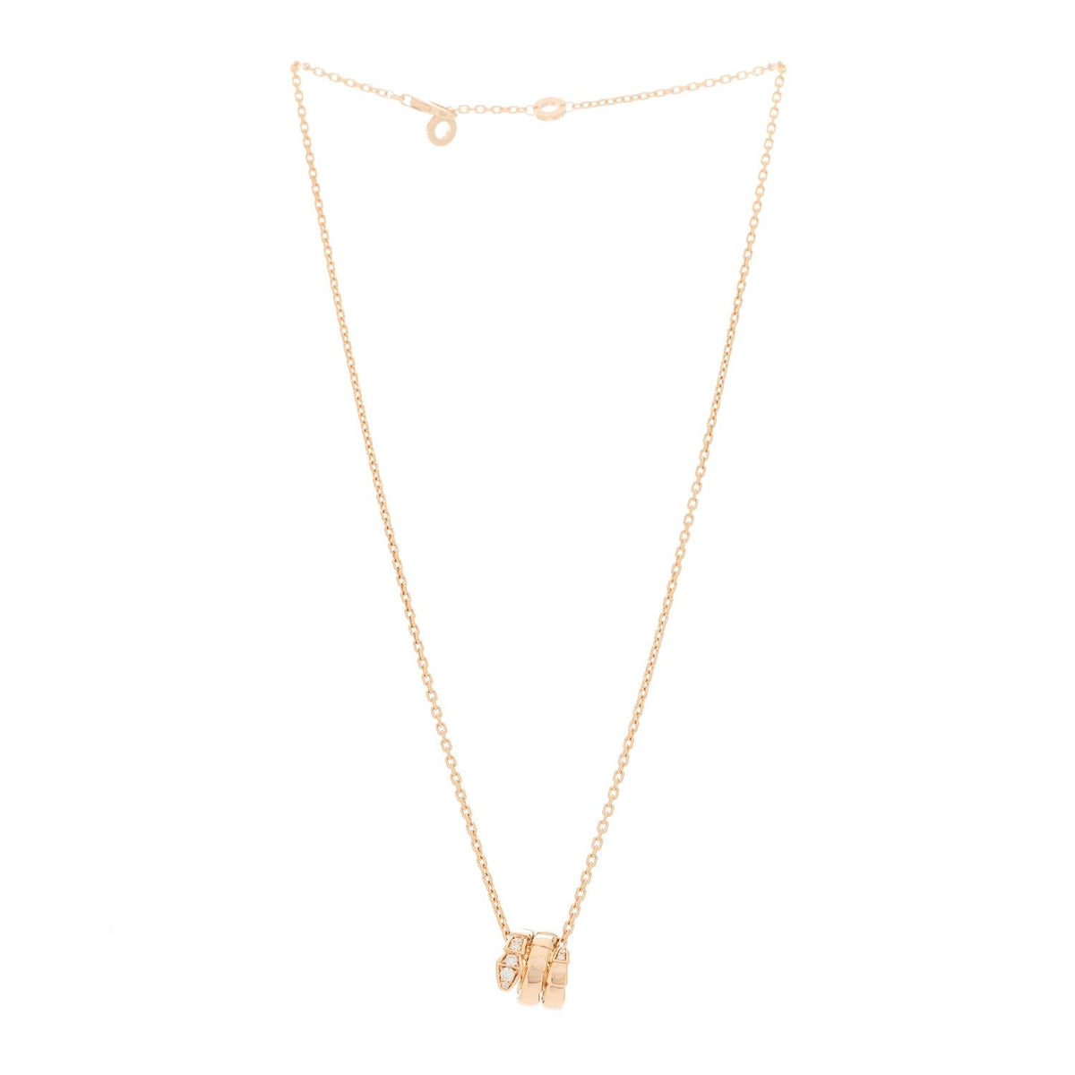 Bulgari 18K Rose Gold Diamond Serpenti Viper Demi Pave Pendant Necklace