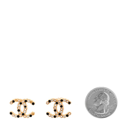 Chanel Resin Pearl Crystal CC Earrings Gold Black