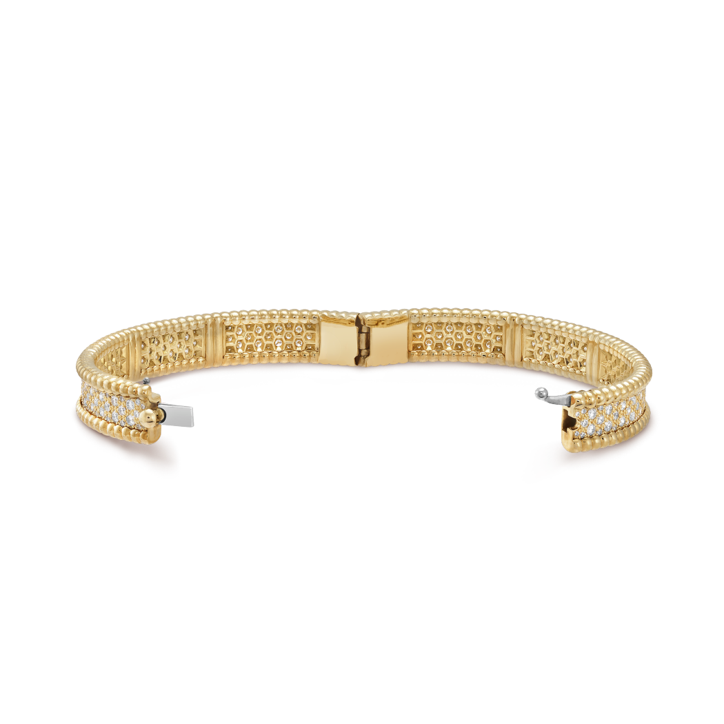 18K Gold Diamond Perlée 3-Row Bracelet